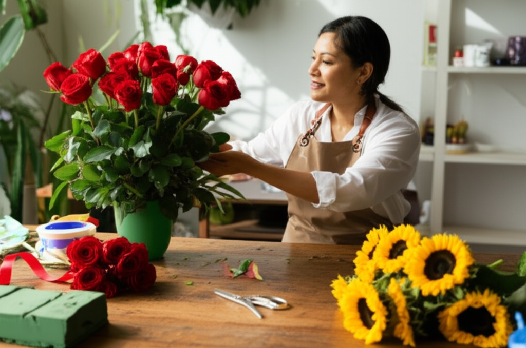 Taller de arreglos florales artesanales en Bucaramanga Santander